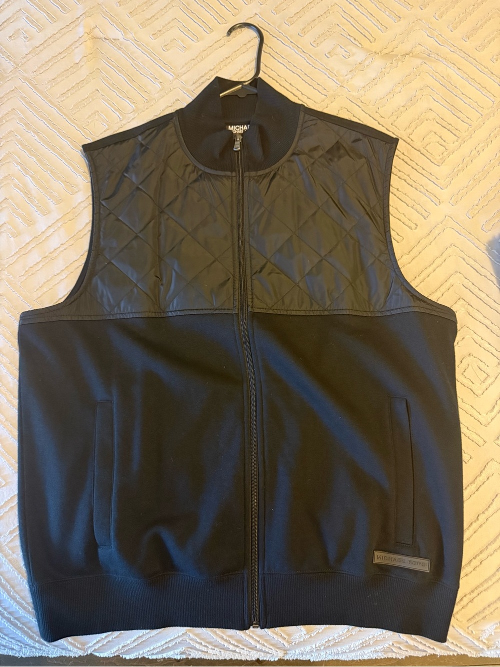 Michael Kors Men's Black Quilted-Top Zip Vest